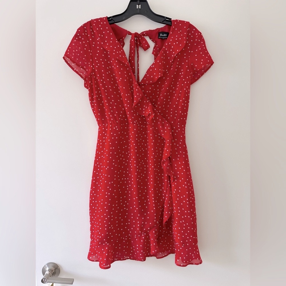 Bardot Red and White Polka Dot Mini Dress